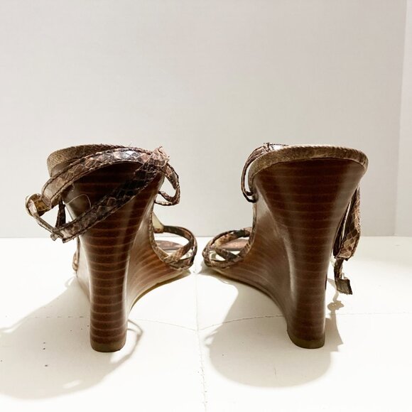 Nine West Sandals | Brown Snakeskin Print | Wedge Heels | Size 10M - Picture 8 of 10